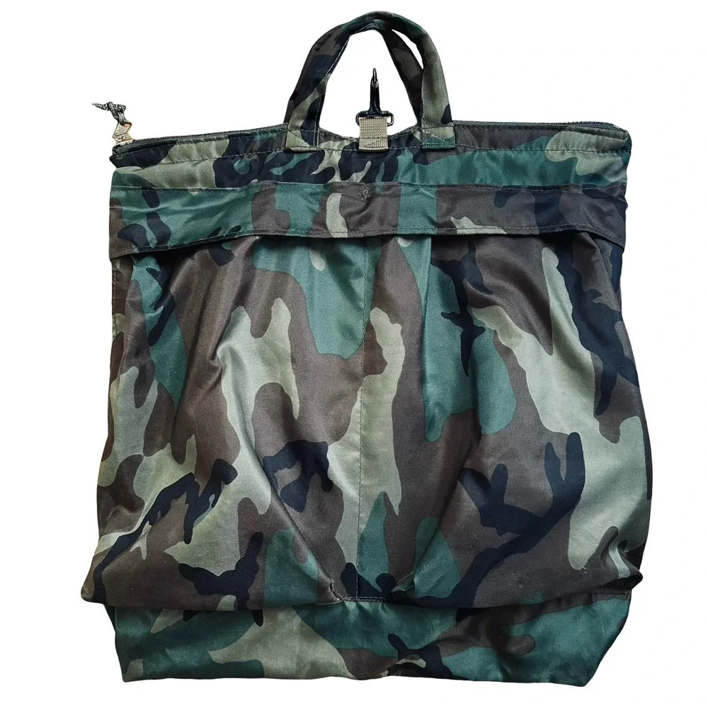 Vintage 90s Y2K Camo Purse Bag Camouflage Nylon Womens Large Green Clueless Edit - Picture 1 of 16